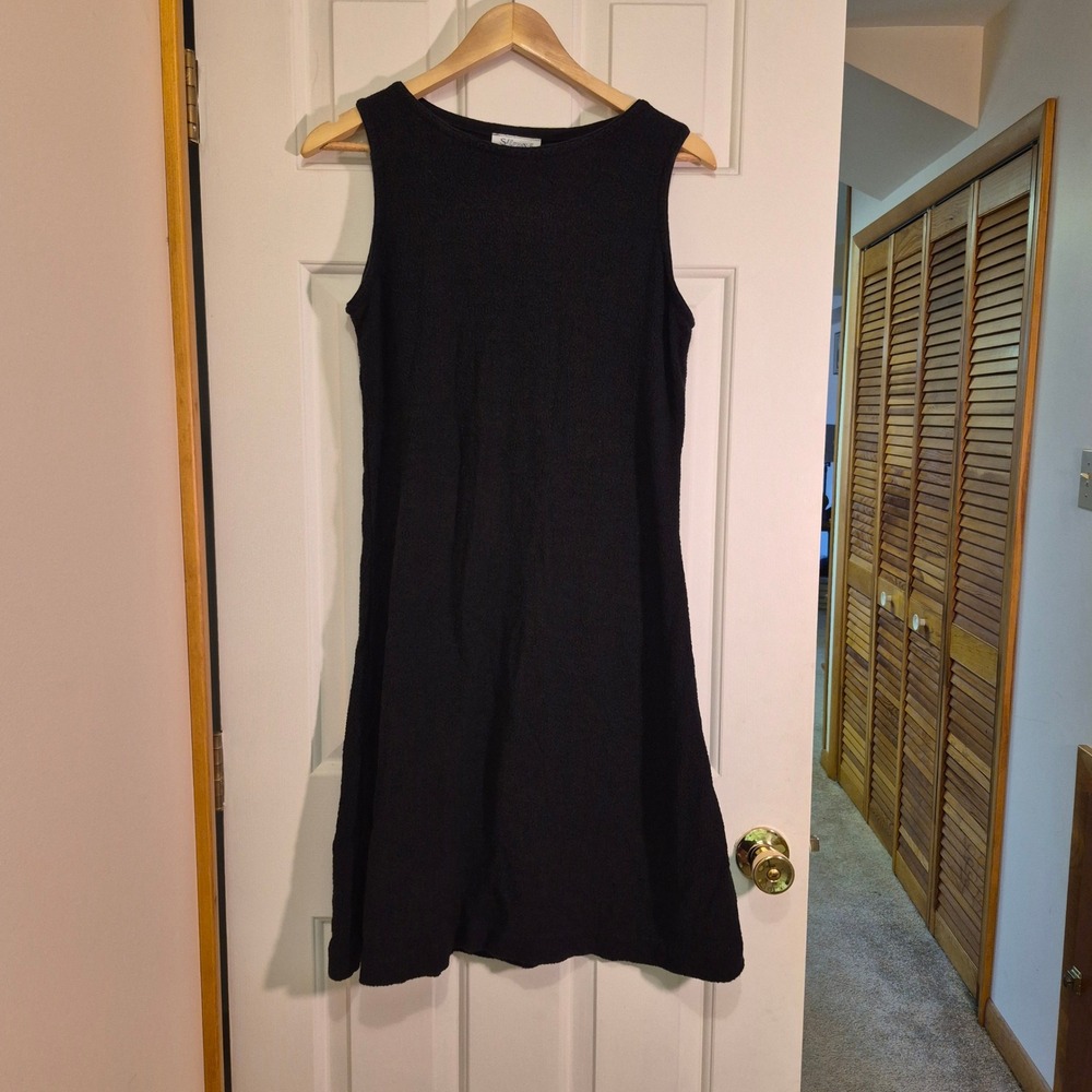 Stephanie Schuster Princess Knitwear Black‎ Sleeveless Cotton Rayon Knit Dress S